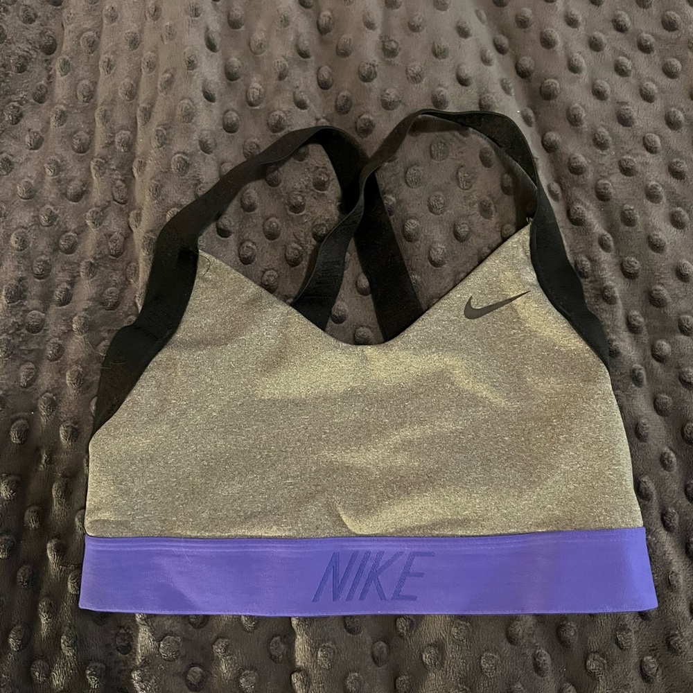 Nike Heather Gray and Violet Sports Bra